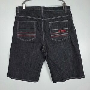 G Unit Denim Mens Y2K Pocket Jeans Shorts Black Wash Size 38 Embroidered Logo